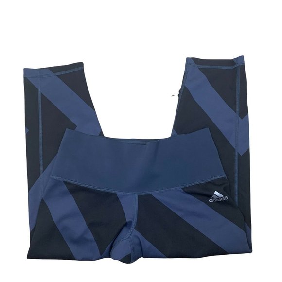 Adidas Climate Capri Leggings Purple And Black Striped Accent Womens Size Small - Picture 3 of 12